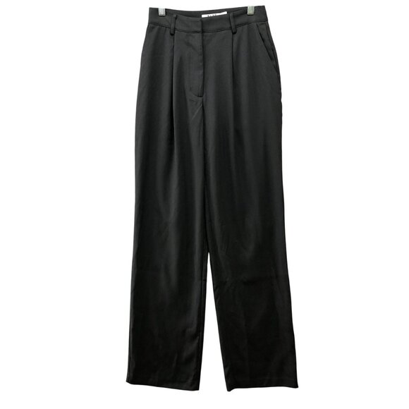 Na-Kd Pants - NA-KD High Waisted Wide Leg Dress Pants Womens 2 (32) Black Pleated Front Flowy